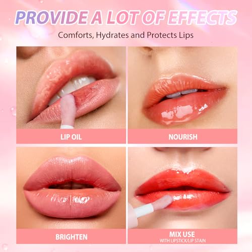 LANGMANNI Moisturizing Lip Oil,No-Sticky Lip Gloss Lip Balm Lip Care,Fruit Flavoured Lip Oil For Dry Lip's Moisturizing Hydrating And Nourishing ((Strawberry)) - Maple Wellness Supplements