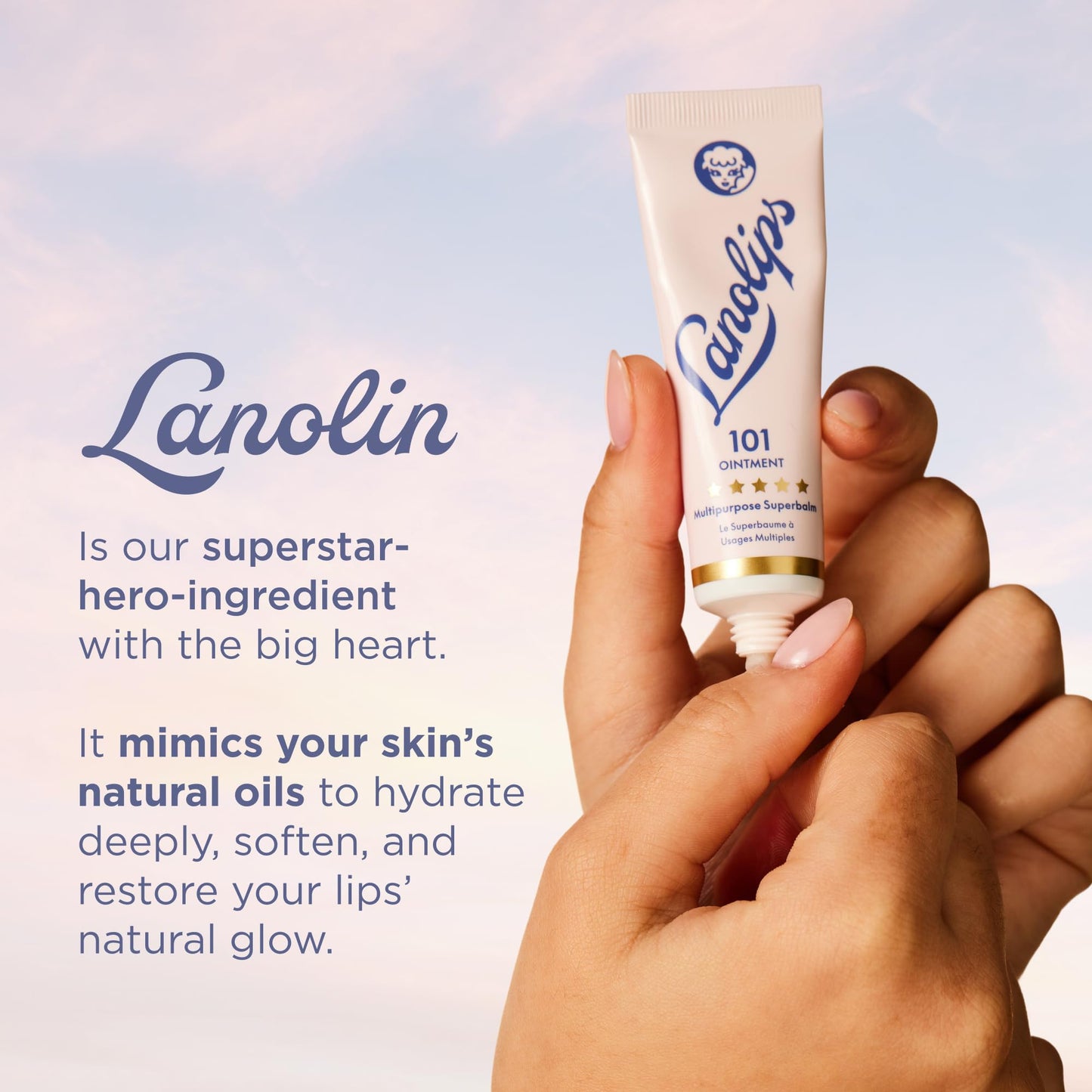 Lanolin 101 Multipurpose Ointment - Lanolin Lip Balm & Healing Ointment for Skin Barrier Repair - Moisturizer for Dry Lips, Cuticles & Elbows - No Petroleum Formula - Original Superbalm (0.52 oz) - Maple Wellness Supplements