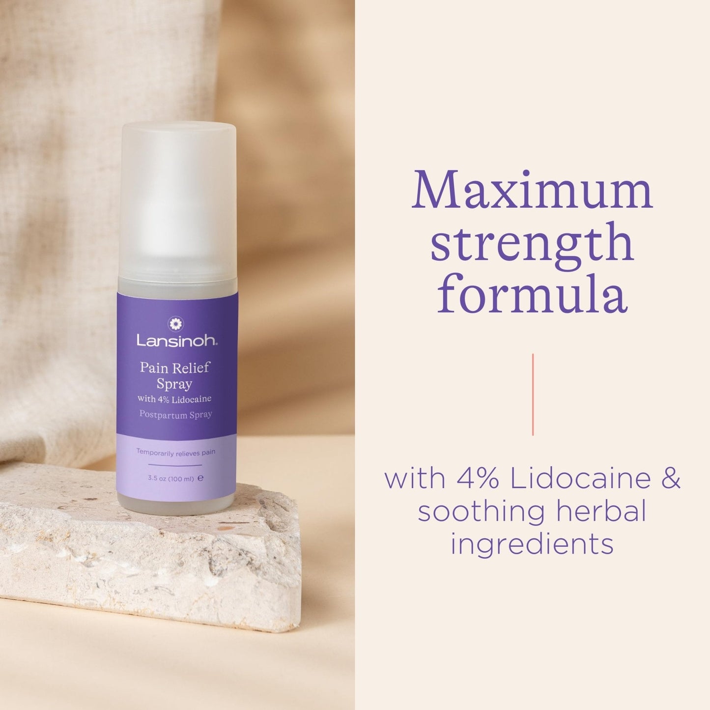 Lansinoh 4% Lidocaine Perineal Spray, Pain Relief for Postpartum Care, 3.5 Ounces - Maple Wellness Supplements