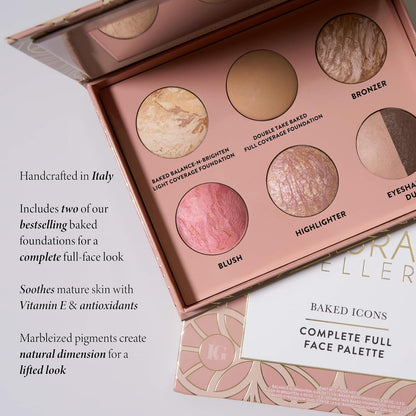 LAURA GELLER Baked Icons Complete Full Face Palette, Light | All-in-One Makeup Palette with Baked Foundations, Blush, Bronzer, Highlighter, Eyeshadows | Coverage for Mature Skin | Travel-Friendly - Maple Wellness Supplements