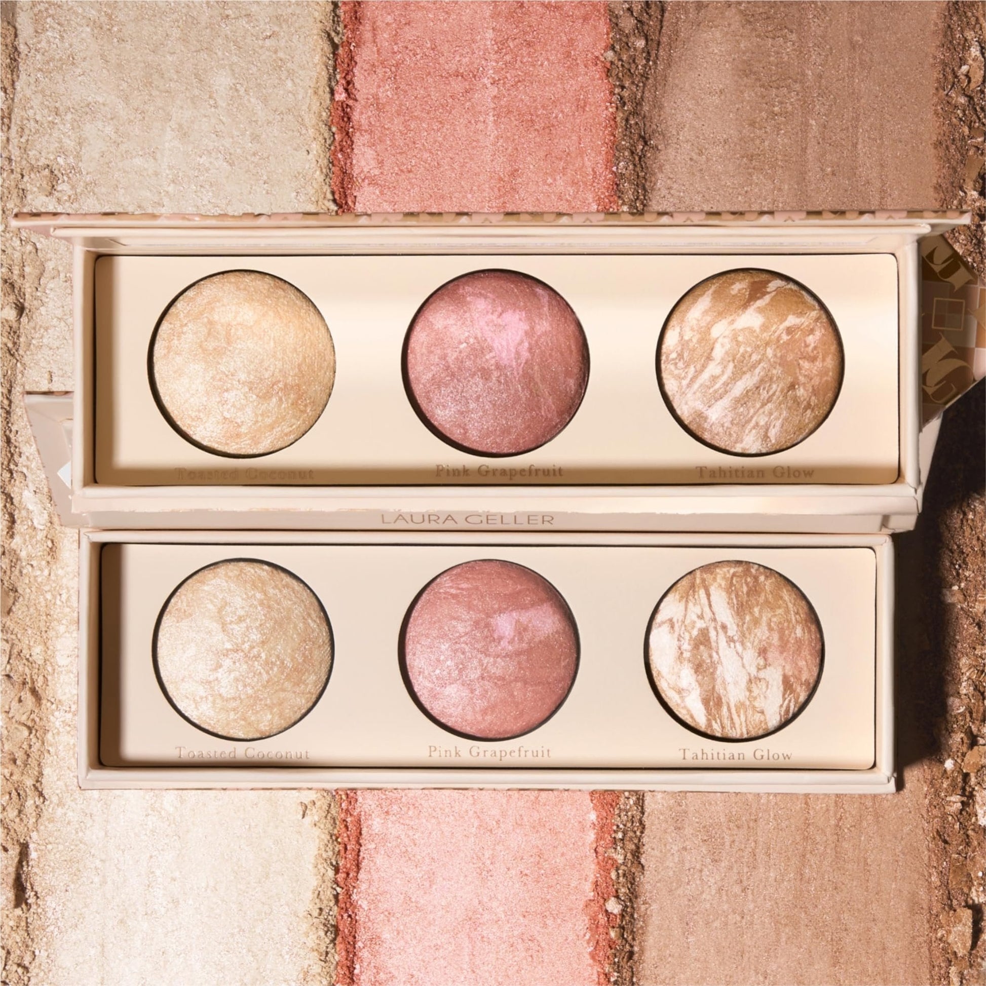 LAURA GELLER NEW YORK Geller's Greatest Lift-n-Glow Baked Trio Palette - Highlighter, Blush, Bronzer - All Skin Tones - Maple Wellness Supplements
