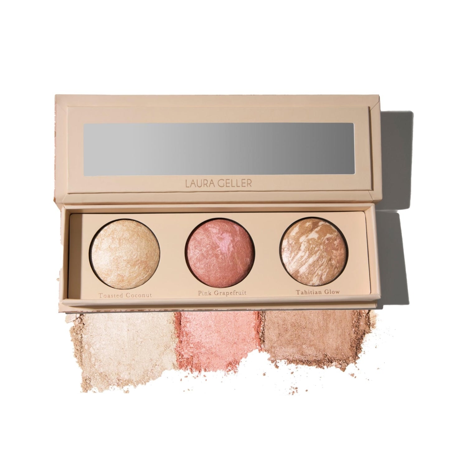 LAURA GELLER NEW YORK Geller's Greatest Lift-n-Glow Baked Trio Palette - Highlighter, Blush, Bronzer - All Skin Tones - Maple Wellness Supplements