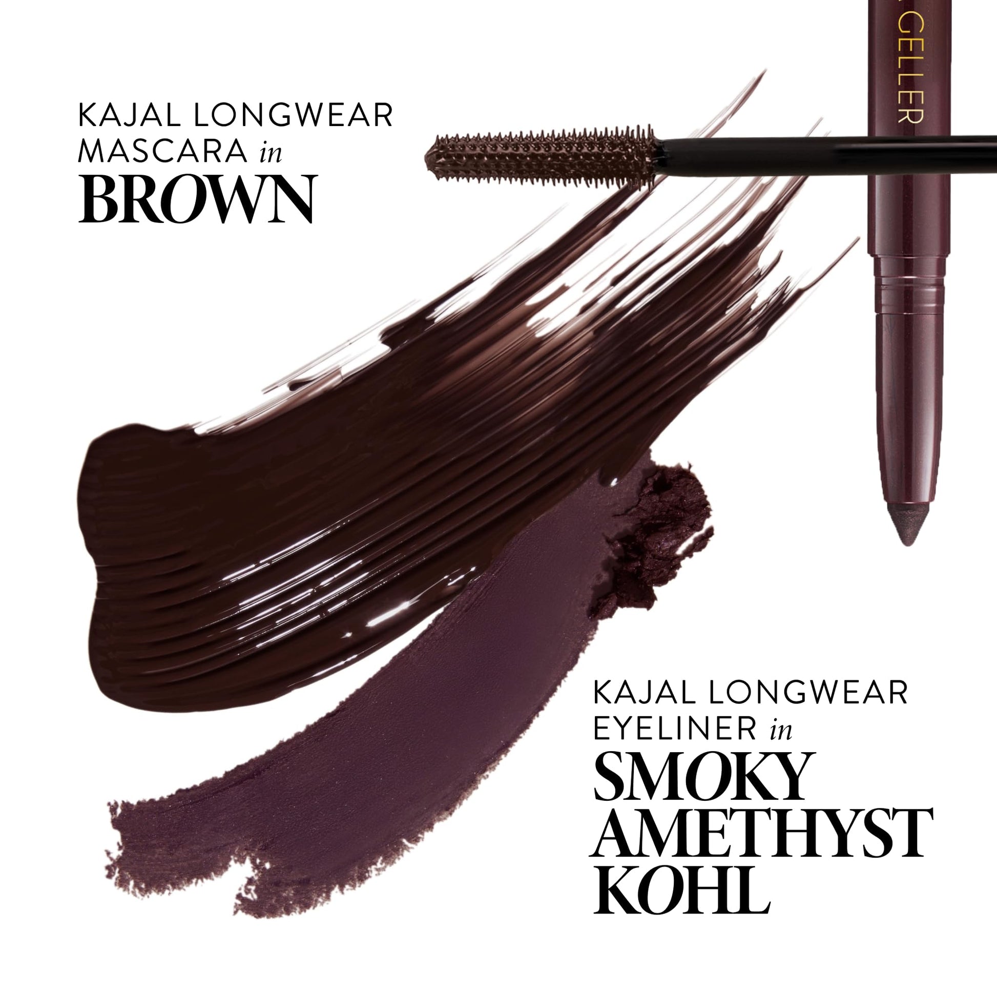LAURA GELLER NEW YORK Kajal Longwear Mascara, Brown - Lengthening, Defining, Curling, Buildable Formula Eye Makeup - Natural Look for Everyday - Maple Wellness Supplements