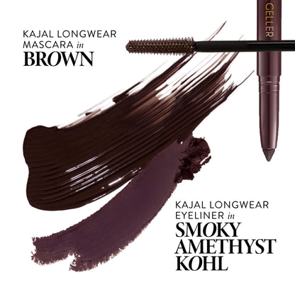 LAURA GELLER NEW YORK Kajal Longwear Mascara, Brown - Lengthening, Defining, Curling, Buildable Formula Eye Makeup - Natural Look for Everyday - Maple Wellness Supplements