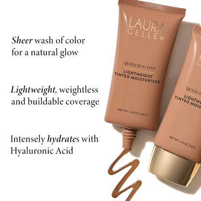 LAURA GELLER NEW YORK Quench-n-Tint Tinted Moisturizer - Sheer to Light Buildable Coverage - Natural Glow Finish - Lightweight Formula - Maple Wellness Supplements
