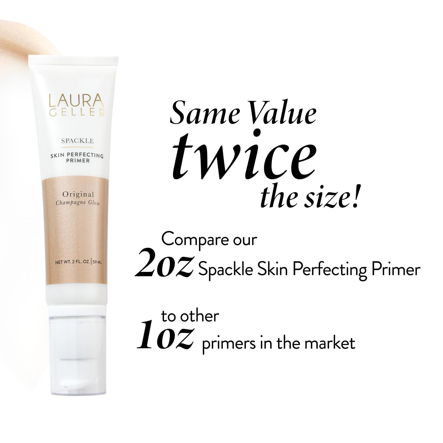LAURA GELLER NEW YORK Spackle Primer - Champagne Glow - Super-Size 2 Fl Oz - Hyaluronic Acid Makeup Primer for Mature Skin - Maple Wellness Supplements