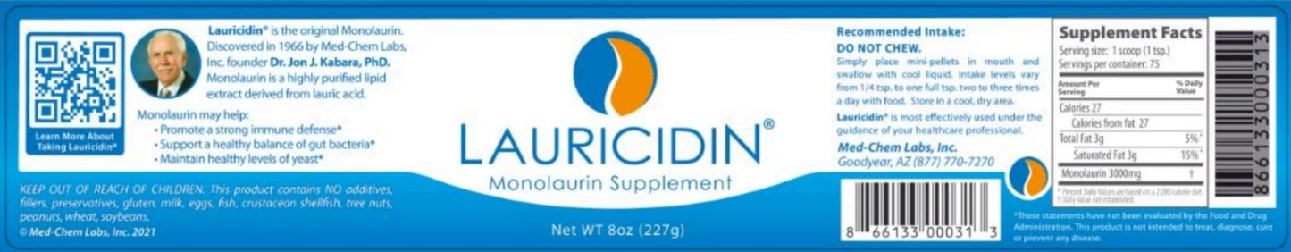 Lauricidin- The Original Monolaurin Supplement- 3000mg per Serving- 227g per Jar (Essential Immune Support and Gut Health) - Maple Wellness Supplements