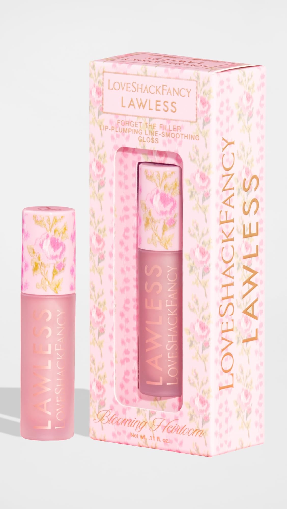 Lawless Women's x LoveShackFancy Forget The Filler Lip Plumping Gloss, Blooming Heirloom, Pink, 0.11 Ounce - Maple Wellness Supplements