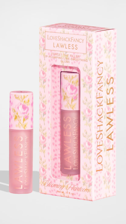 Lawless Women's x LoveShackFancy Forget The Filler Lip Plumping Gloss, Blooming Heirloom, Pink, 0.11 Ounce - Maple Wellness Supplements