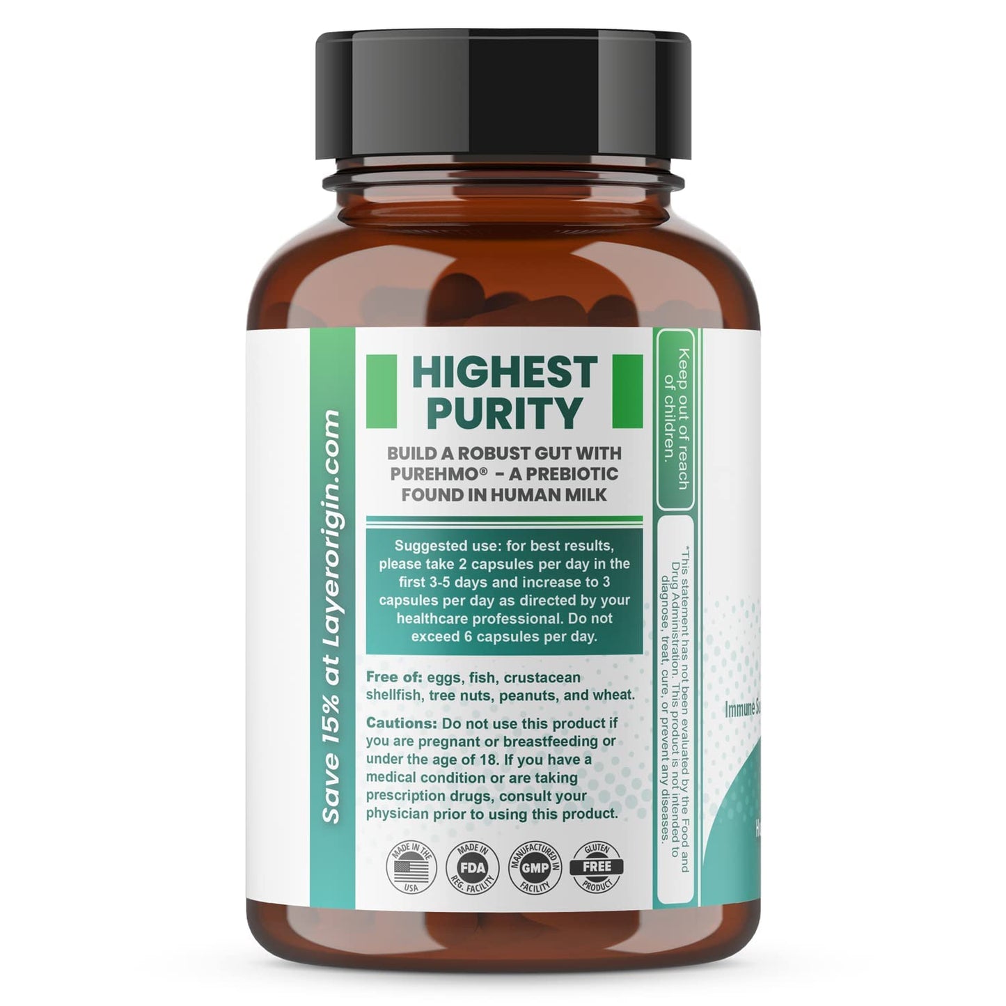 Layer Origin PureHMO Human Milk Oligosaccharide (HMO 2'-FL) Prebiotic Fiber - Feed 180 Billion Probiotics/Serving, 30-Day Supply - Maple Wellness Supplements
