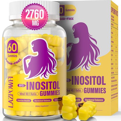 Lazpowfi Myo-Inositol & D-Chiro Inositol,Inositol Gummies with Vitamin D3, Magnesium Glycinate, Omega-3, Folate & Zinc, Inositol Supplement Menstrual Cycle for Women-40:1 Ratio-30 Day Supply - Maple Wellness Supplements