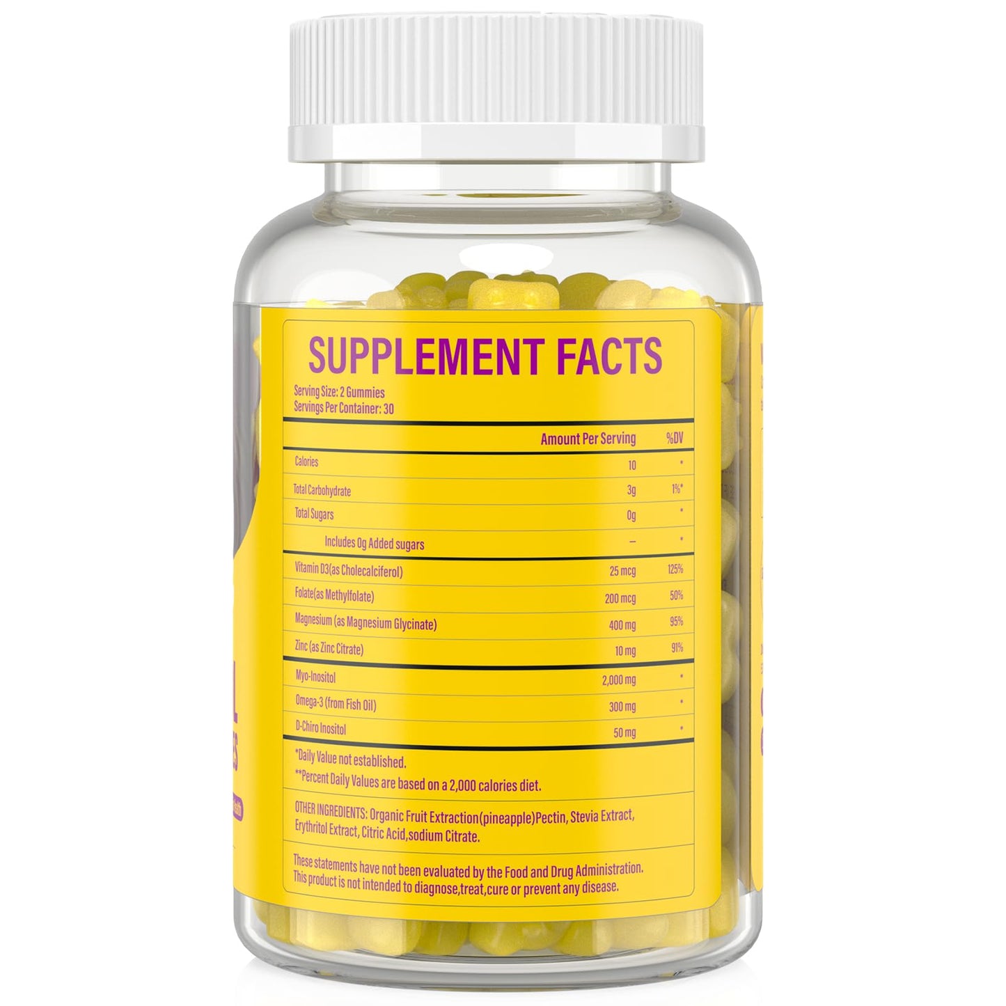 Lazpowfi Myo-Inositol & D-Chiro Inositol,Inositol Gummies with Vitamin D3, Magnesium Glycinate, Omega-3, Folate & Zinc, Inositol Supplement Menstrual Cycle for Women-40:1 Ratio-30 Day Supply - Maple Wellness Supplements