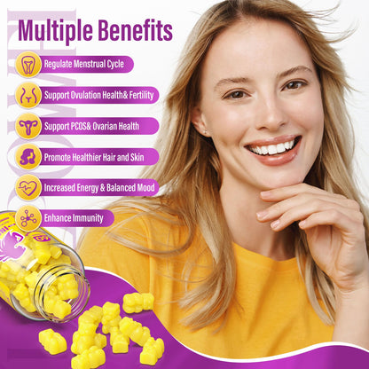 Lazpowfi Myo-Inositol & D-Chiro Inositol,Inositol Gummies with Vitamin D3, Magnesium Glycinate, Omega-3, Folate & Zinc, Inositol Supplement Menstrual Cycle for Women-40:1 Ratio-30 Day Supply - Maple Wellness Supplements