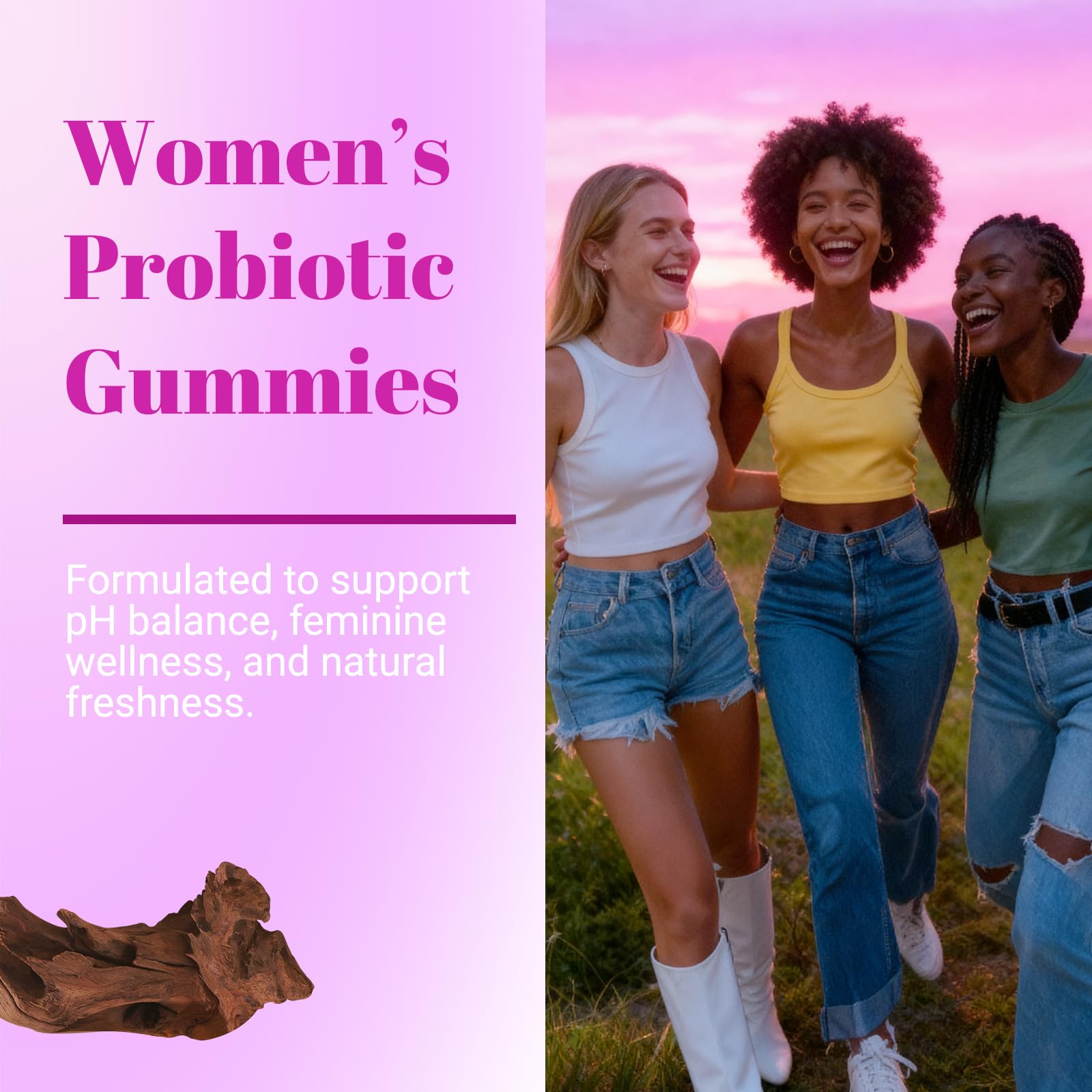 Le Tian Xian Her Juicy Feminine Probiotics Gummies for Women with Slippery Elm, Prebiotics & Lactobacillus - for pH Balance & Digestive Health, Tropical Pineapple Flavor, 60 Count - Maple Wellness Supplements