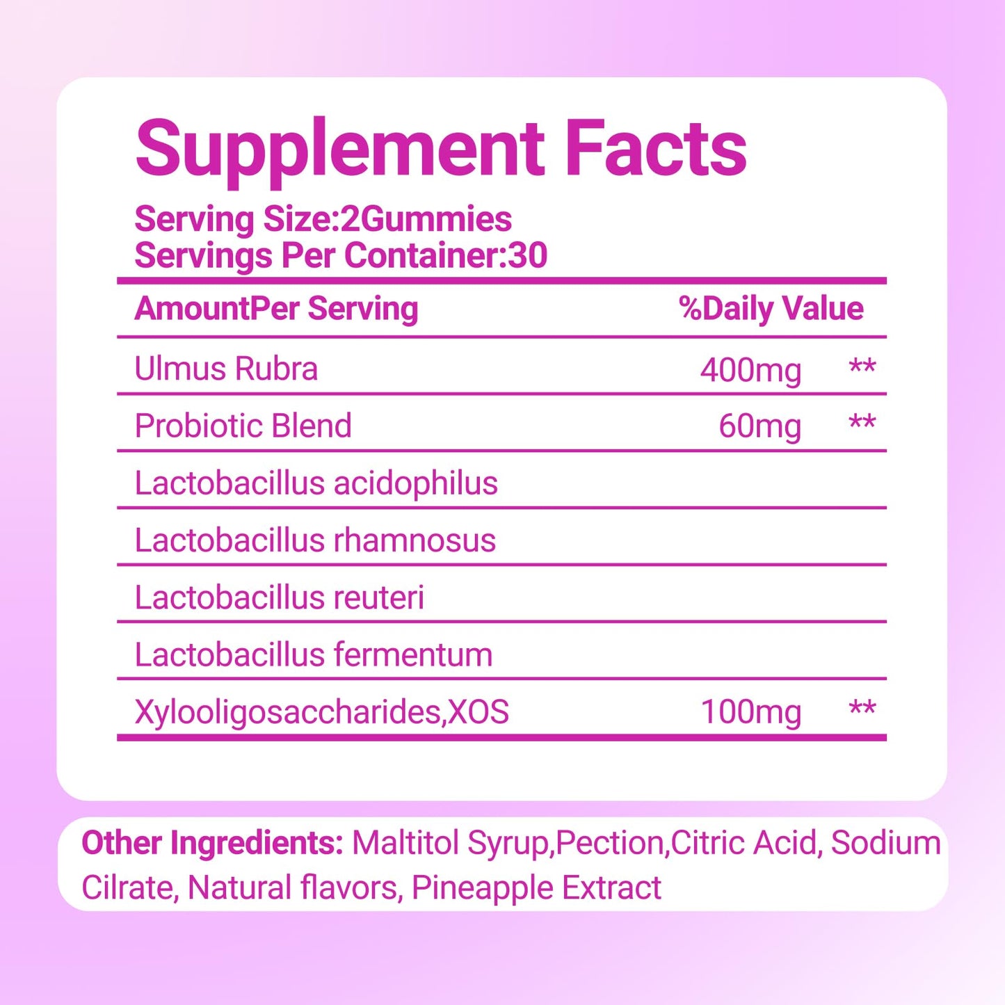 Le Tian Xian Her Juicy Feminine Probiotics Gummies for Women with Slippery Elm, Prebiotics & Lactobacillus - for pH Balance & Digestive Health, Tropical Pineapple Flavor, 60 Count - Maple Wellness Supplements