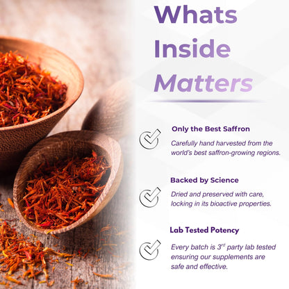 Leah Rose Essentials Saffron Supplement 88.5mg | Mood, Focus, and Stress Support | 60 Premium Saffron Extract Capsules | Made in the USA | 3rd Party Lab Tested | Non-GMO, Vegan, Gluten-Free - Maple Wellness Supplements