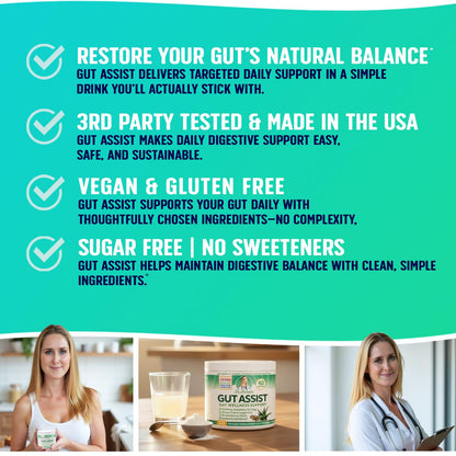 Leaky Gut Support Powder | L-Glutamine Gut Lining Digestive Drink Mix | Gluten-Free Doctor Crafted Botanical Formula | Gut Assist by Dr. Danielle - Maple Wellness Supplements