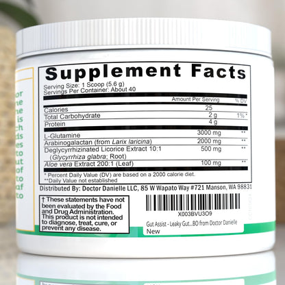 Leaky Gut Support Powder | L-Glutamine Gut Lining Digestive Drink Mix | Gluten-Free Doctor Crafted Botanical Formula | Gut Assist by Dr. Danielle - Maple Wellness Supplements