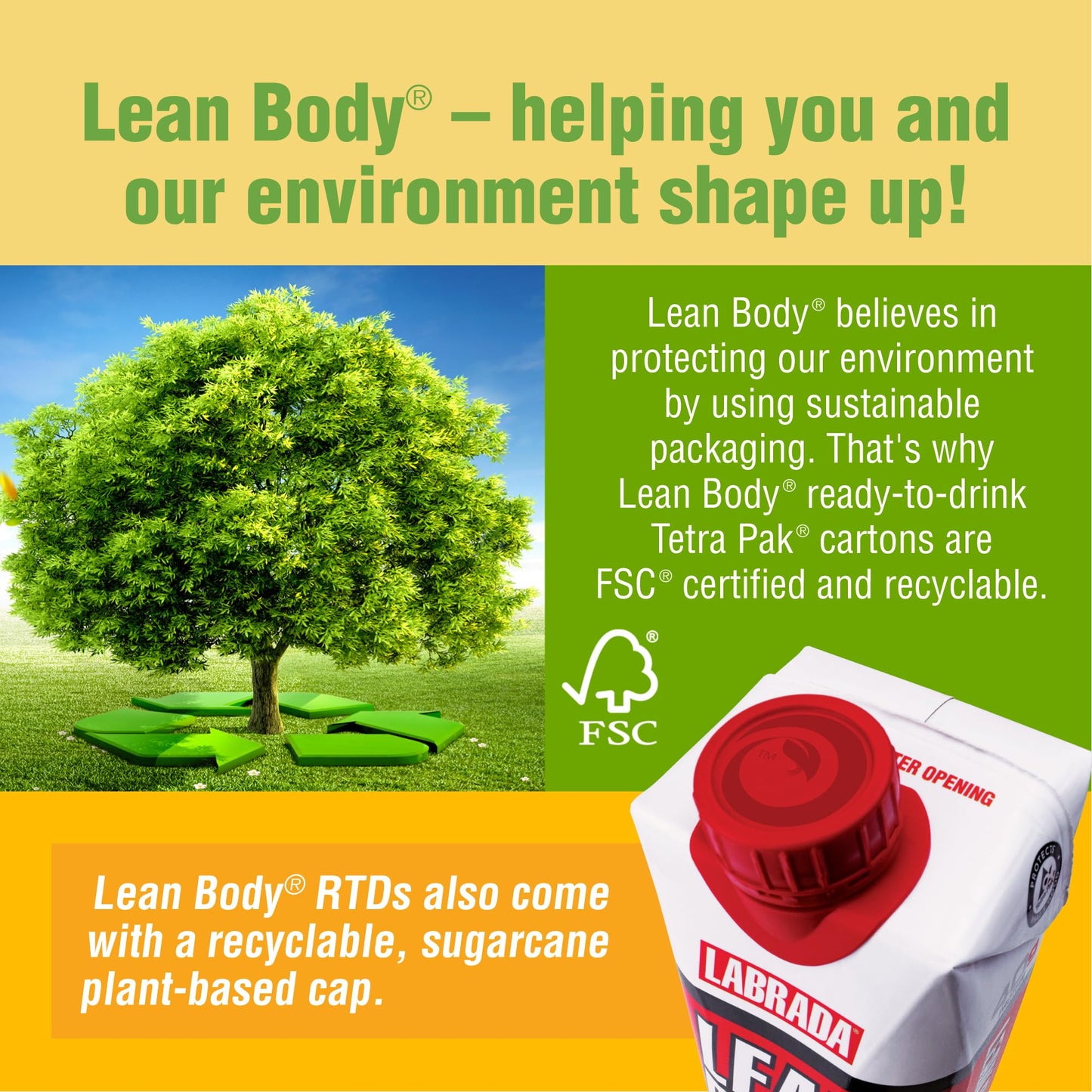 Lean Body Ready-to-Drink Banana Protein Shake, 40g Protein, Whey Blend, 0 Sugar - Maple Wellness Supplements