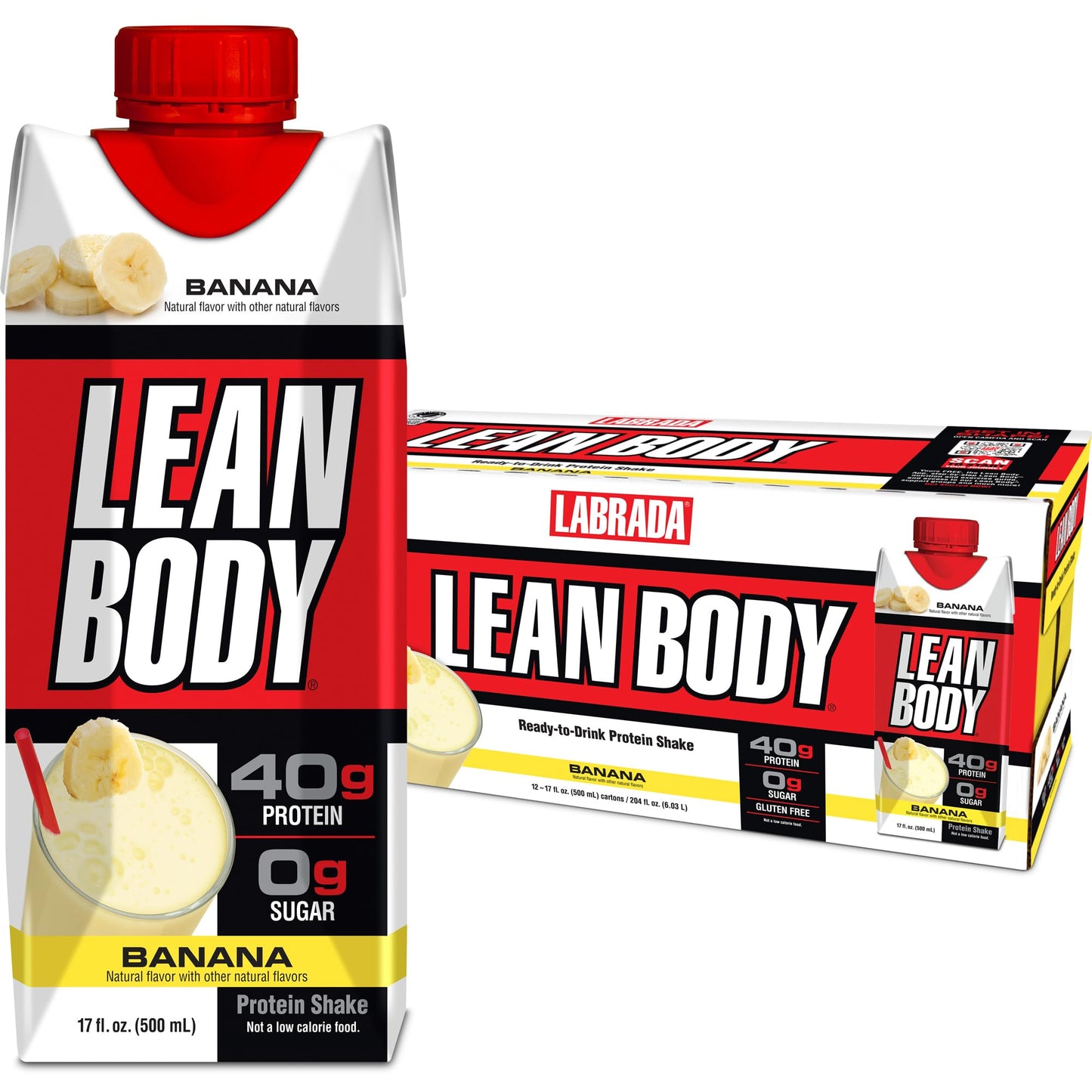 Lean Body Ready-to-Drink Banana Protein Shake, 40g Protein, Whey Blend, 0 Sugar - Maple Wellness Supplements