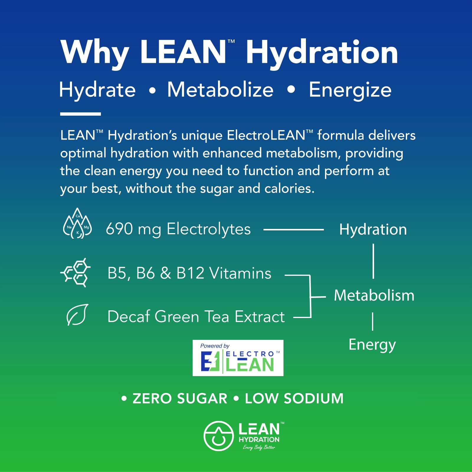 LEAN Hydration Daily Electrolyte Packets Drink Mix | Zero Calories, Zero Sugar Plus Vitamins, Minerals & More | 16 ct (Strawberry Kiwi Melon) - Maple Wellness Supplements