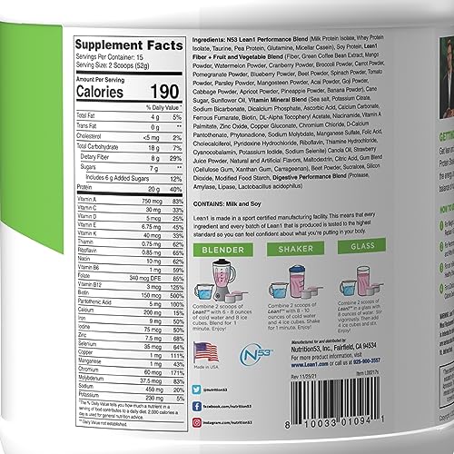 Lean1 Strawberry, 15 Serving tub, Fat Burning Meal Replacement by Nutrition53 - Maple Wellness Supplements
