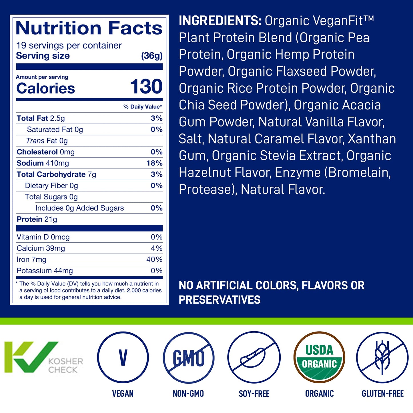LeanFit Organic Plant-Based Protein, Natural Vanilla Flavor, 21g Vegan Protein, 19 Servings - Maple Wellness Supplements