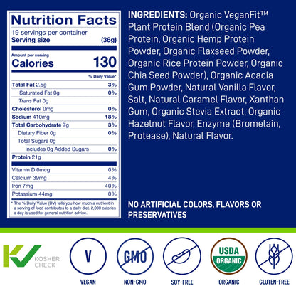 LeanFit Organic Plant-Based Protein, Natural Vanilla Flavor, 21g Vegan Protein, 19 Servings - Maple Wellness Supplements
