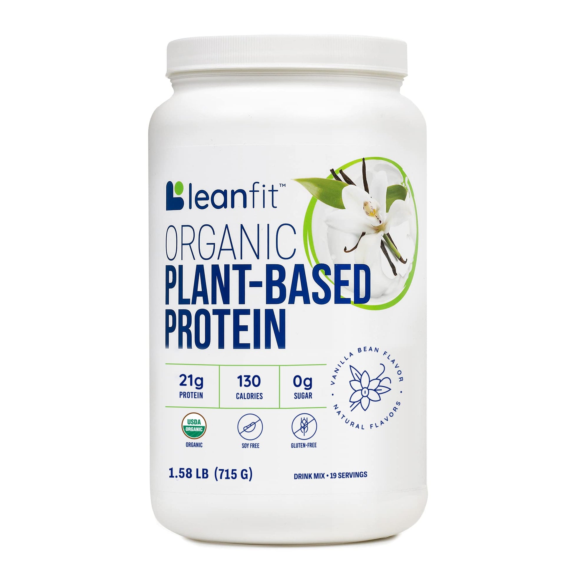LeanFit Organic Plant-Based Protein, Natural Vanilla Flavor, 21g Vegan Protein, 19 Servings - Maple Wellness Supplements