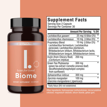 LEANFORGOOD Biome, 9-Strain Probiotic Formula, Supports a Balanced Gut Microbiome, Powerful Gut Probiotics - Maple Wellness Supplements