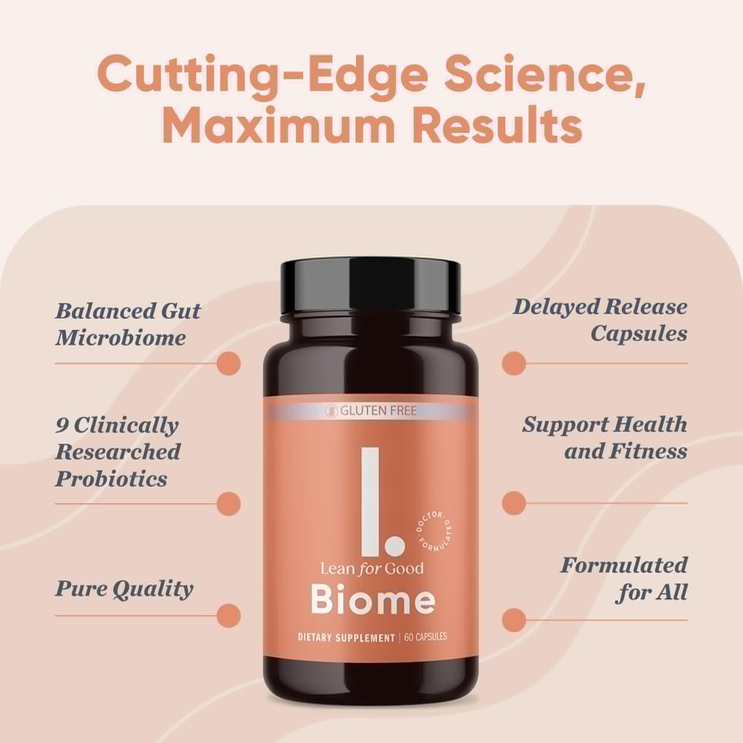 LEANFORGOOD Biome, 9-Strain Probiotic Formula, Supports a Balanced Gut Microbiome, Powerful Gut Probiotics - Maple Wellness Supplements