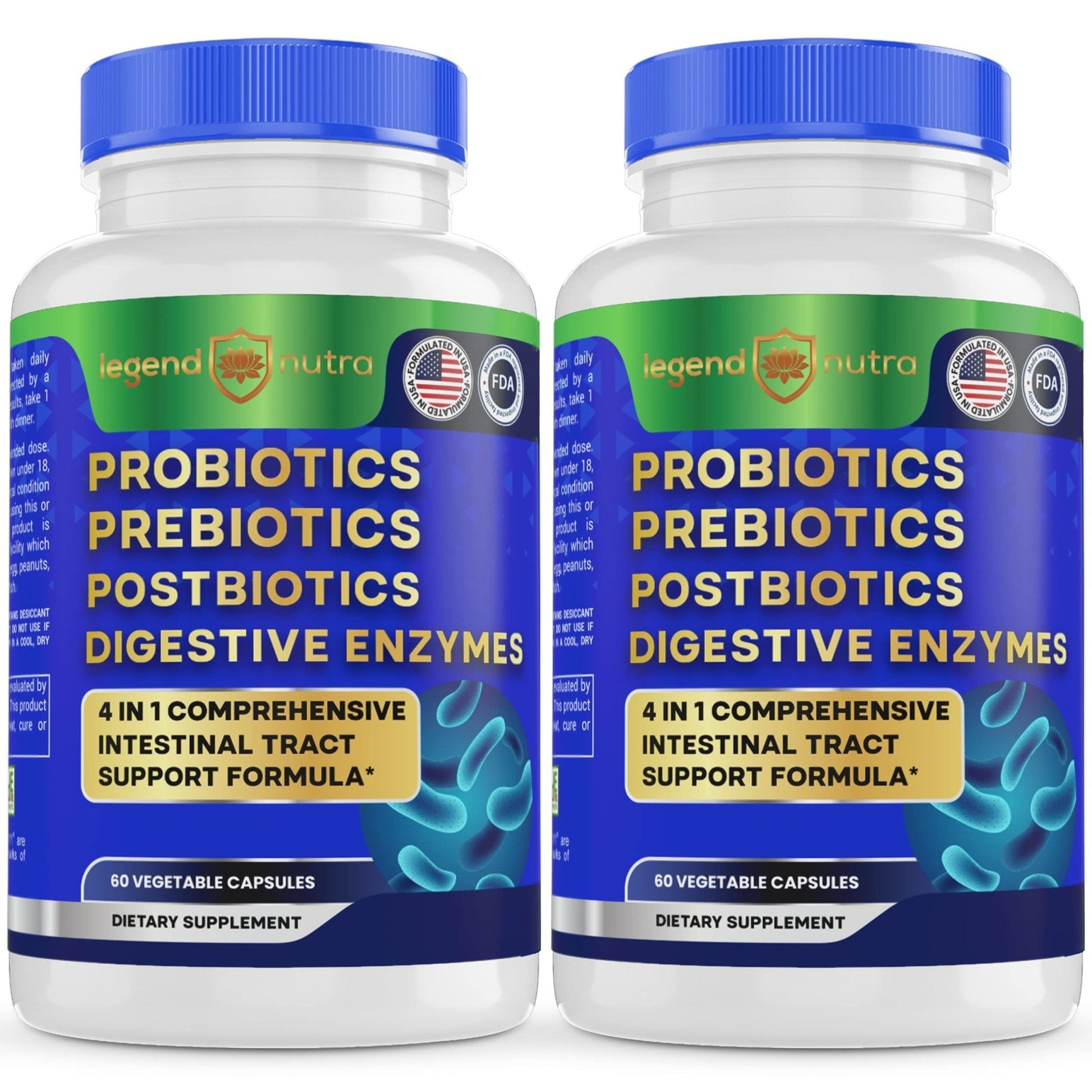 Legend Nutra Probiotics + Prebiotics Postbiotics Digestive Enzymes = 4 in 1 Formula Supplement for Better Digestion Health Women - Maple Wellness Supplements