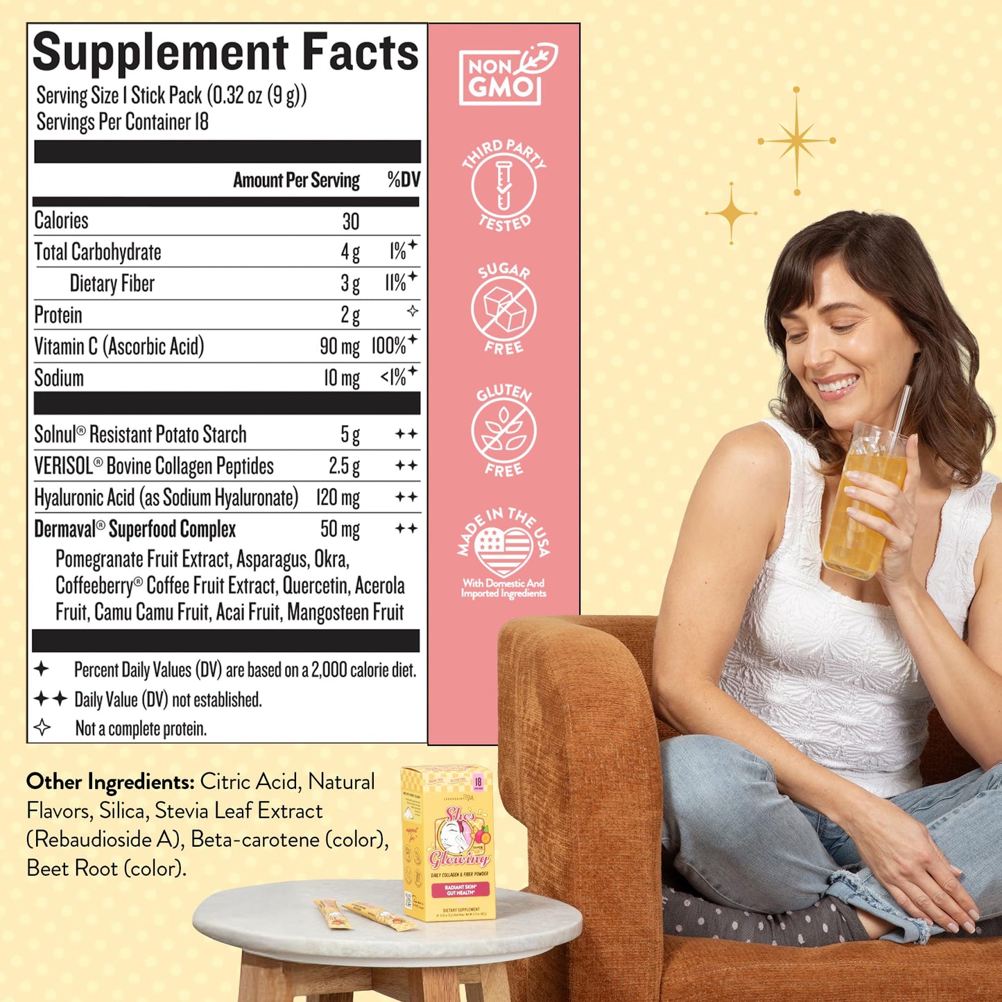 Legendairy Milk She’s Glowing Collagen Peptides Powder with Prebiotic Fiber, Tropical Drink Mix Supplement for Women, - Maple Wellness Supplements