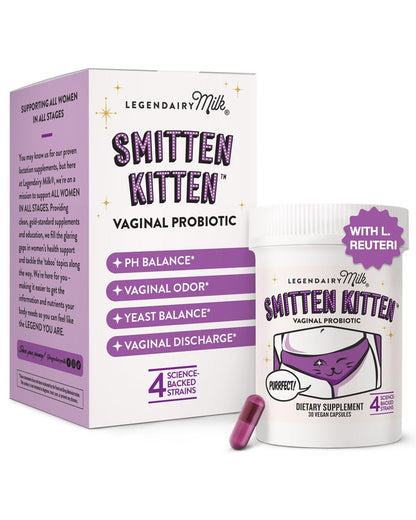 Legendairy Milk Smitten Kitten™ - Vaginal Probiotics for Women - Clinically-Studied Probiotics Lactobacillus Reuteri for Women's Vaginal Health - Maple Wellness Supplements