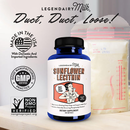 Legendairy Milk Sunflower Lecithin 1200mg, Lactation Support, Sunflower Lecithin Supplement for Clogged Milk Ducts - Maple Wellness Supplements