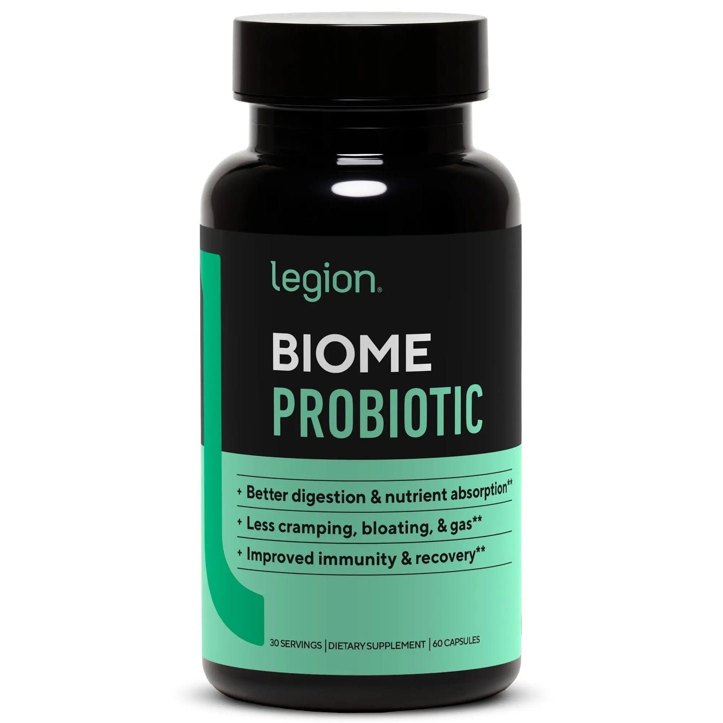 LEGION Biome Probiotic - Natural Probiotics Gut Health Supplement for Women & Men - Probiotic Nutritional Supplements Help Reduce Bloating, Cramping & Gas - Colon Health Probiotic Pills, 30 Servings - Maple Wellness Supplements