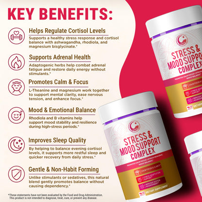 LEGRANO Cortisol Manager Supplements for Women & Men with Ashwagandha, L-Theanine, Magnesium Glycinate, Rhodiola, Ginseng – Cortisol Reducer & Adrenal Support – 90 Capsules – Calm, Focus, Balance - Maple Wellness Supplements