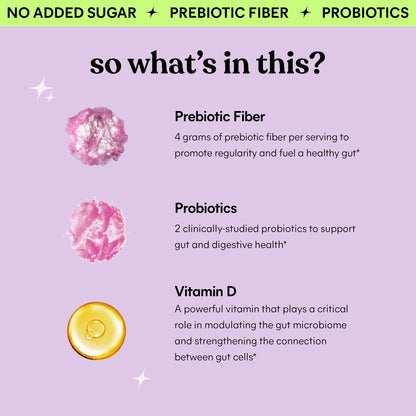 Lemme Fiber & Probiotic Gummies for Adults, Promotes Regularity & Digestive Health, No Sugar Added Strawberry Flavor, 4g Prebiotic Fiber & Clinically - Maple Wellness Supplements