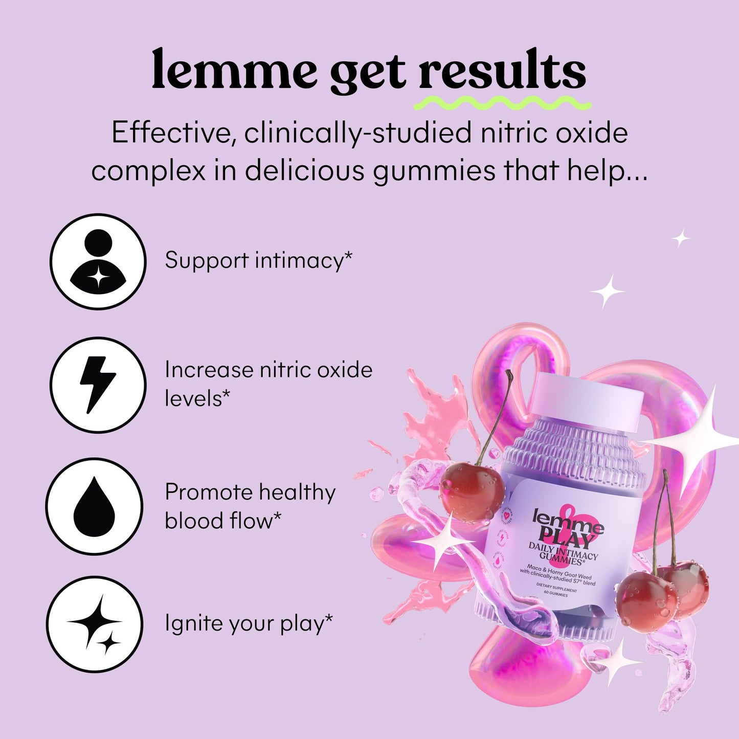 Lemme Play Daily Intimacy Gummies for Women and Men w/Clinically-Studied S7 Nitric Oxide Complex for Healthy Blood Flow - Maple Wellness Supplements