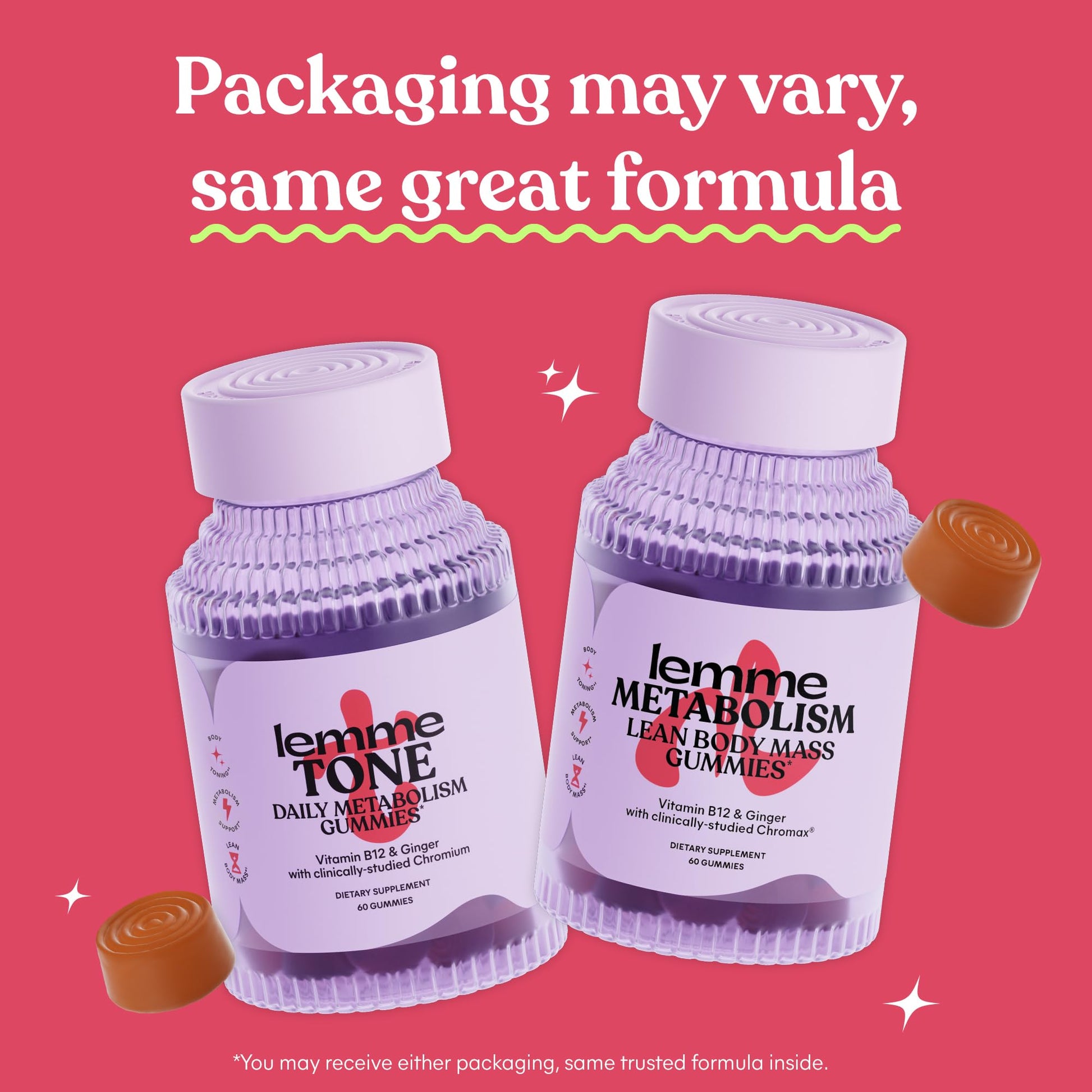Lemme Tone Metabolism Gummies, Apple Cider Vinegar, Clinically Studied Chromium, B12, Ginger Root Extract, Promote Lean Body Mass - Maple Wellness Supplements
