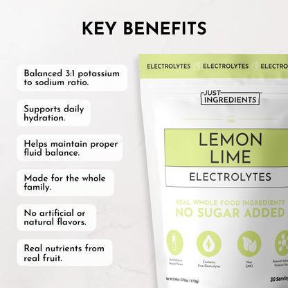 Lemon Lime Electrolytes – 30‑Serving Hydration Drink Mix with Coconut Water, Sea Salt, and Trace Minerals – Supports Energy, Recovery, and Electrolyte Balance* - Maple Wellness Supplements