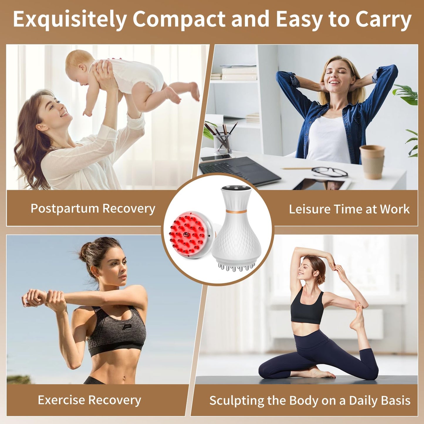 lemonforts Lymphatic Drainage Massager – Portable Cellulite Massage Tool with 19 Intensity Levels for Relaxing Neck, Legs, Arms & Belly - Maple Wellness Supplements