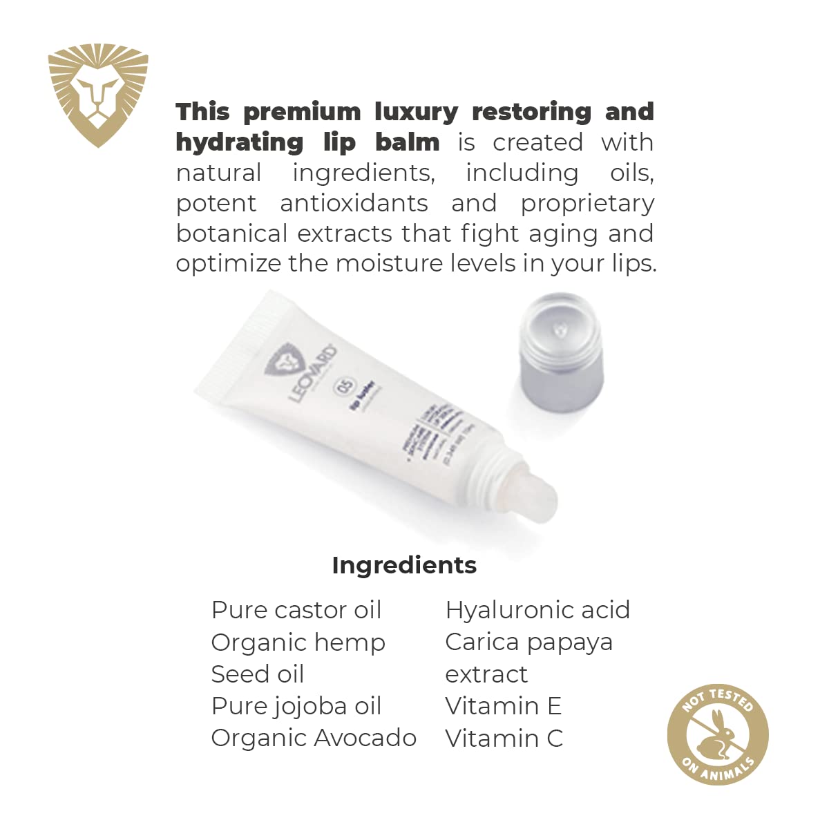 Leovard Lip Luster Hyaluronic Acid Lip Balm Hydrating Lip Serum - Organic Natural Lip Hydrating Treatment, Moisturizing Lip Serum - Maple Wellness Supplements