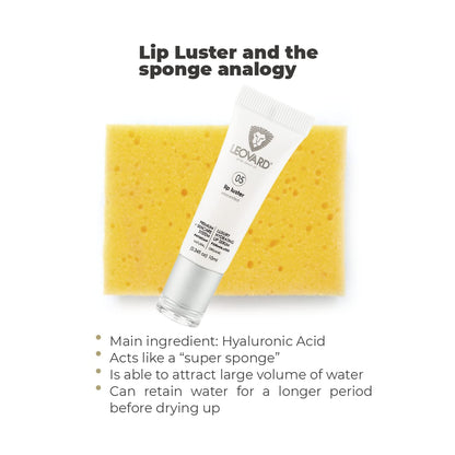 Leovard Lip Luster Hyaluronic Acid Lip Balm Hydrating Lip Serum - Organic Natural Lip Hydrating Treatment, Moisturizing Lip Serum - Maple Wellness Supplements