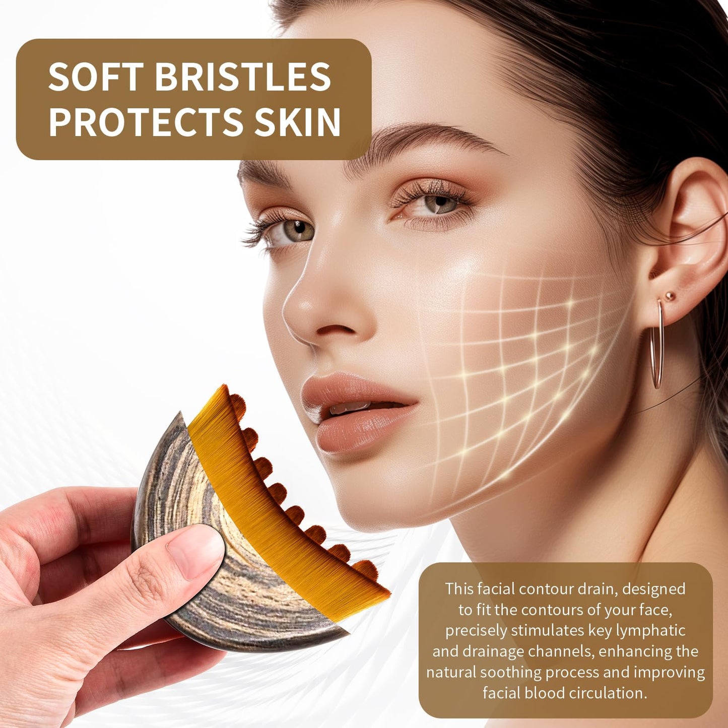 LEPIAOPIAO Upgrade Lymphatic Contour Face Brush,Lymphatic Drainage Brush,Dry Lymphatic Drainage Massager,Ergonomically Designed to Fit The Skin Precisely - Maple Wellness Supplements