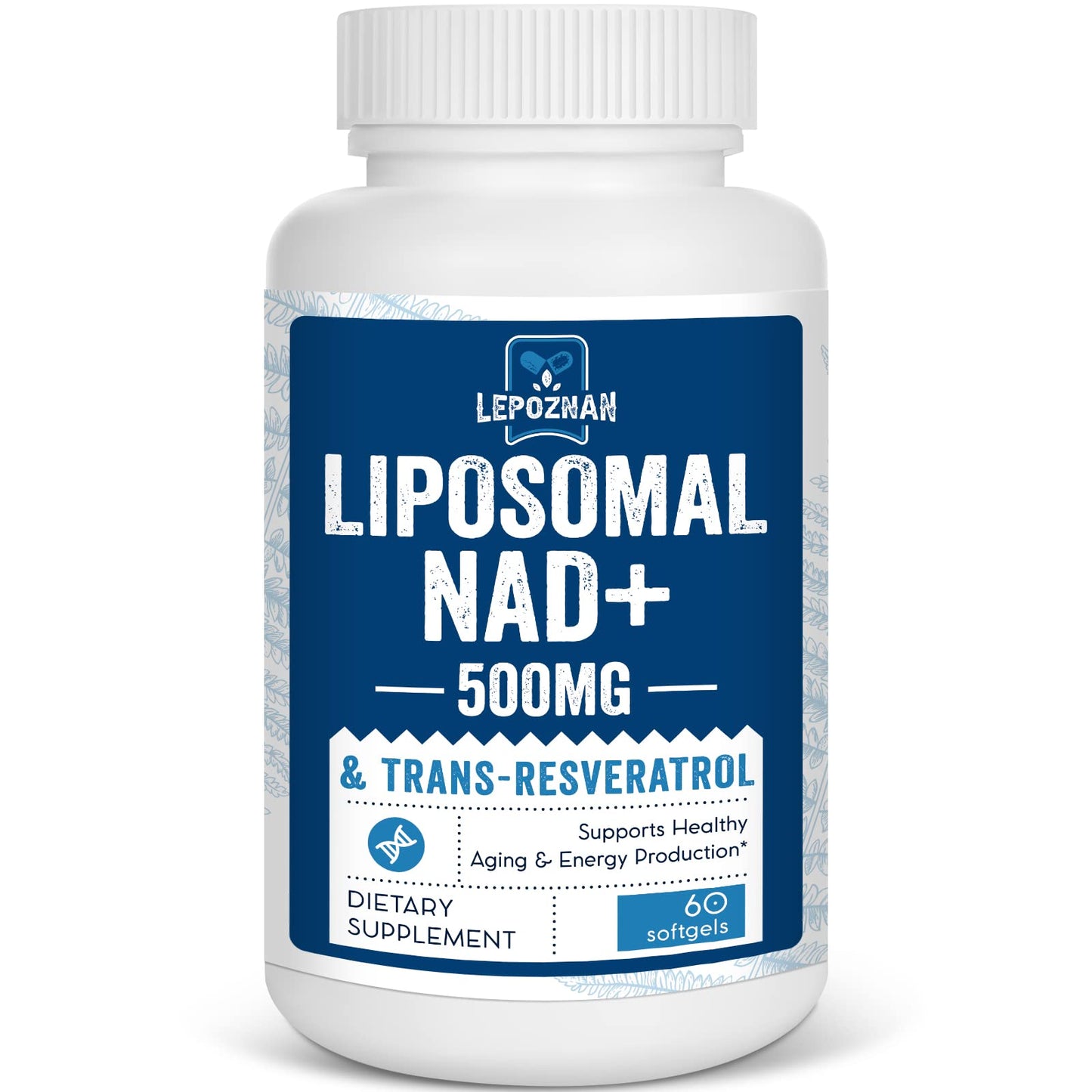 Lepoznan Liposomal NAD+ 500 mg + Trans-Resveratrol 300 mg, Superior Absorption True NAD Supplement Efficient for Cellular Energy Metabolism & DNA Repair, 60 Softgels - Maple Wellness Supplements