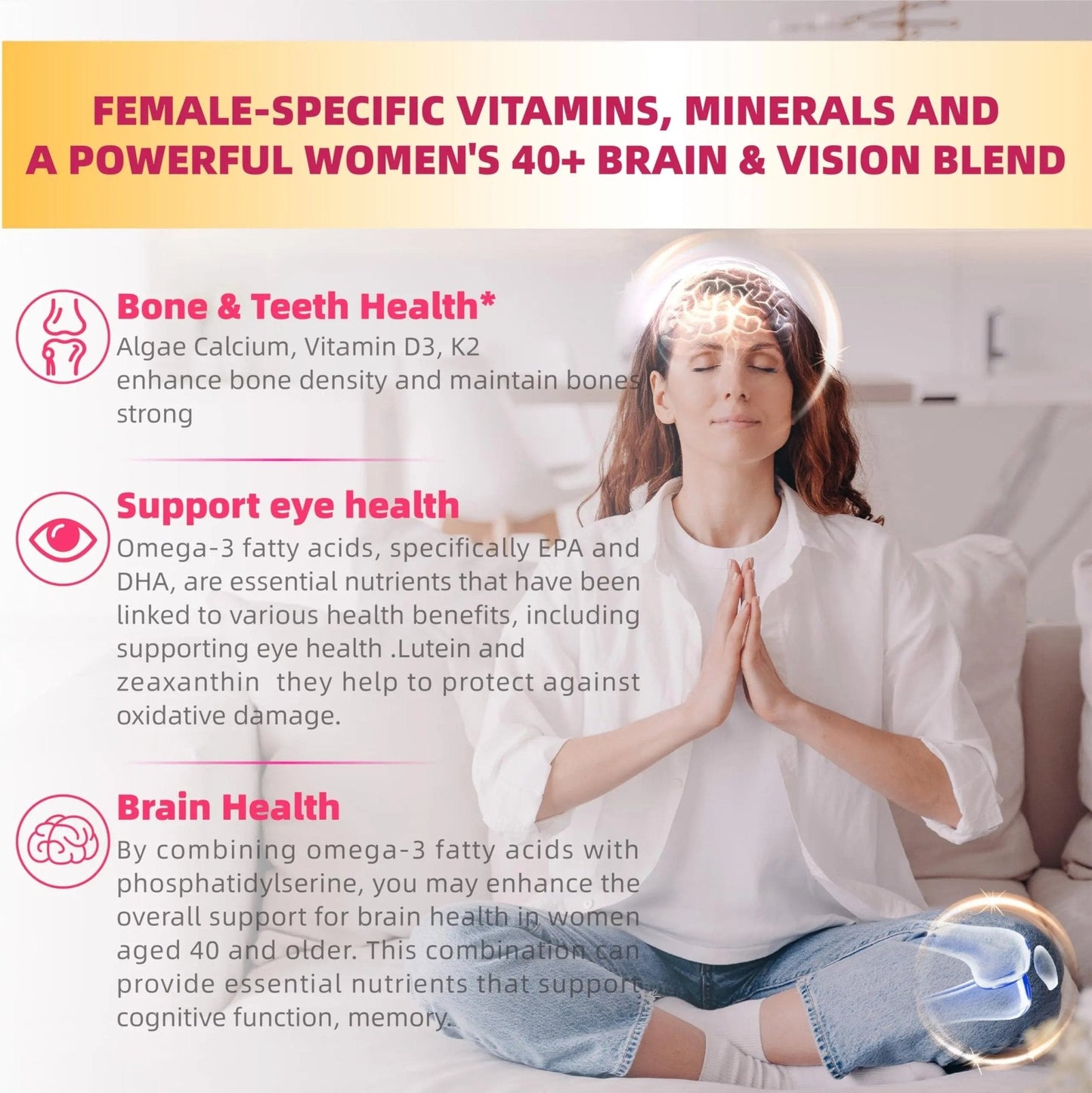Lerinettia Multivitamin for Women Gummies for 40+ with Omega-3, Niacinamide, B-Complex, Lutein, Iron, Choline, Phosphatidylserine, Vitamin D3 - Maple Wellness Supplements