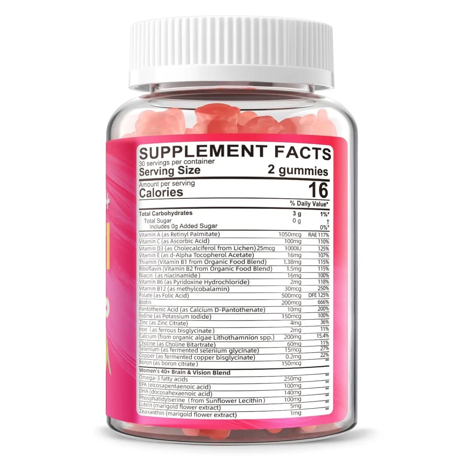Lerinettia Multivitamin for Women Gummies for 40+ with Omega-3, Niacinamide, B-Complex, Lutein, Iron, Choline, Phosphatidylserine, Vitamin D3 - Maple Wellness Supplements