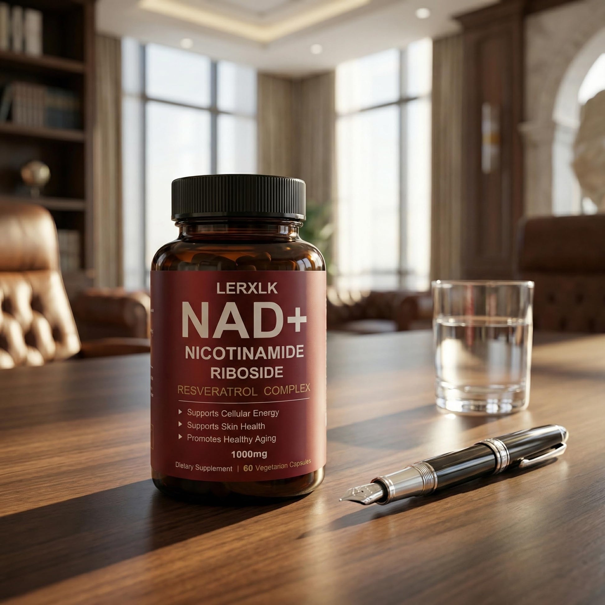 LERXLK NAD+ Supplement 1000mg – Liposomal Nicotinamide Riboside with Resveratrol, Advanced Cellular Energy & Healthy Aging Support, 60 Vegetarian Capsules - Maple Wellness Supplements