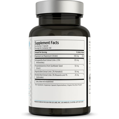 LES Labs Cortisol Health – Stress Relief, Balanced Cortisol Response, Relaxation & Deep Sleep – Phosphatidylserine, Magnesium, Magnolia Bark, Rhodiola Rosea & Ashwagandha – Non-GMO – 60 Capsules - Maple Wellness Supplements